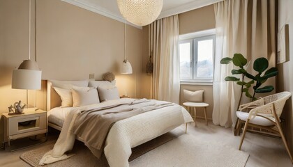 modern beige bedroom design