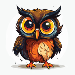 Vector cartoon owl. Vector 2D illustration.