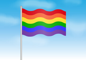 LGBT Pride Month. Rainbow Flag or LGBTQ Pride Flag. Gay, Lesbian, Bisexual and Transgender Community. Vector Illustration. 