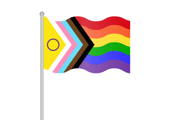 LGBT Pride Month. Rainbow Flag or LGBTQ Pride Flag. Gay, Lesbian, Bisexual and Transgender Community. Vector Illustration. 