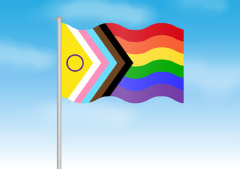 LGBT Pride Month. Rainbow Flag or LGBTQ Pride Flag. Gay, Lesbian, Bisexual and Transgender Community. Vector Illustration. 