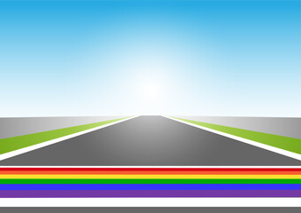 LGBT Pride Month Celebration. LGBTQ Marathon Running Event. Gay, Lesbian, Bisexual and Transgender Community. Vector Illustration. 