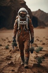 Man planting life on mars