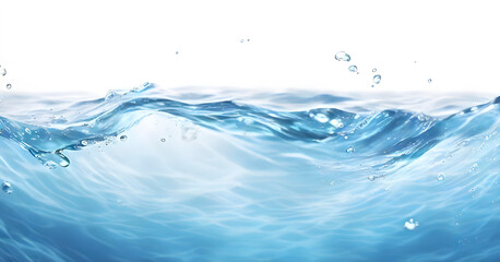 Close-Up of Clear Water with Waves and Bubbles, Against a White Background (1)