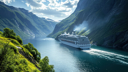 Cruise Ship, Liners On most visited tourist sites - obrazy, fototapety, plakaty