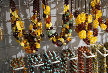 Amber necklaces on the market