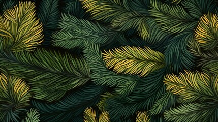 seamless background with coniferous branches pattern, coniferous, fir, 