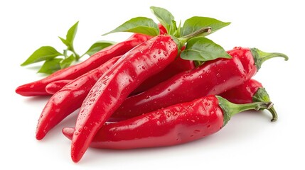 A Vibrant Display of Fresh Red Chili Peppers, Whole and Sliced, Showcasing Their Intense Color and Spiciness