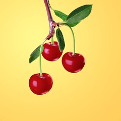 Fresh ripe red cherries berries
