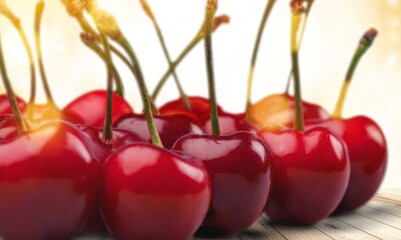 Fresh ripe red cherries berries