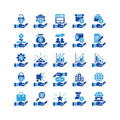 business and finance icon set. glyph icon collection. Containing icons.