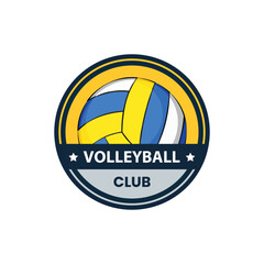 NEW LOGO VOLLEYBALL VECTOR COLOR  YELLOW AND BLUE