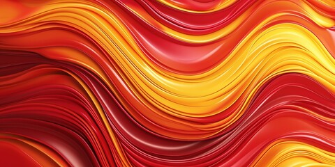 Obraz premium Dynamic Waves in Bold Colors - Captivating Abstract Background with Energetic Red and Yellow for Creative Visual Designs