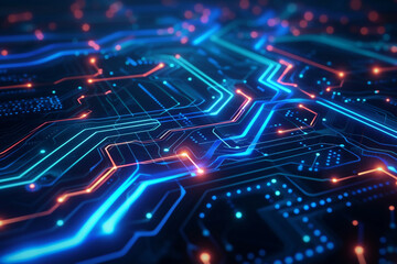 Fototapeta premium circuit board technology neon background