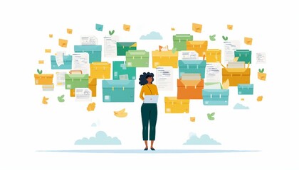 Fototapeta premium Cloud-Based Document Storage, Depict the benefits of cloud-based document storage solutions with an image illustrating secure access to files from anywhere, AI