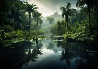 Quiet Bay Enveloped by Vibrant Plant Life