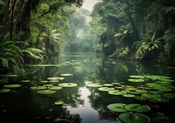 Peaceful Cove Amidst Abundant Tropical Flora