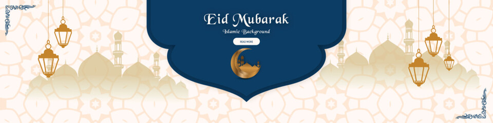 Festival Eid mubarak beautiful facebook cover greeting background design