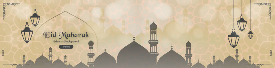 Gradient eid al-fitr greetings eid mubarak facebook cover card background