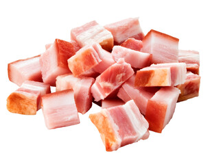 cubos de bacon isolado em fundo transparente