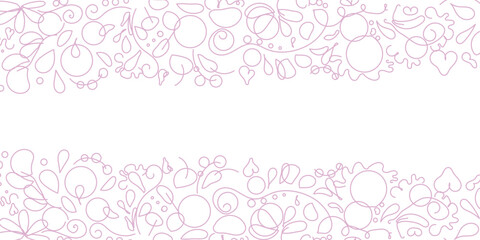 cornice floreale astratta, disegno lineare rosa - obrazy, fototapety, plakaty