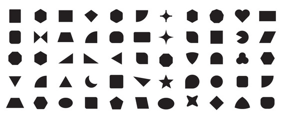 Abstract and vector basic shapes collection. Geometric formal shape. minimalist basic figure, 
 Polygonal elements. Trendy diamond, circles, hexagon, star, triangle flat style. Vector illustration