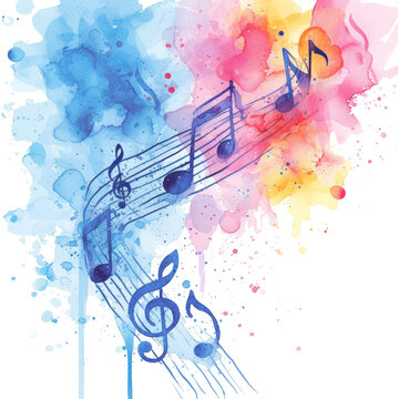 music watercolor background isolated