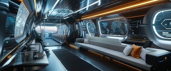 Experience the Future of Travel - Sleek High-Speed Train with Holographic Elements for an Immersive Journey