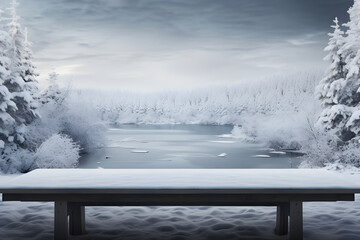 Winter season beautiful Picture Landscape with snow - Ai Generated