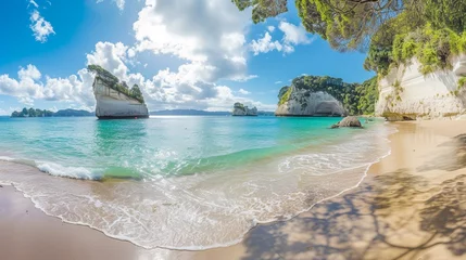 Foto auf Leinwand Panoramic picture of Cathedral Cove beach in summer without people during daytime © usman