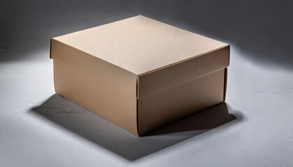 empty closed cardboard box mockup file of cutout object with shadow on background