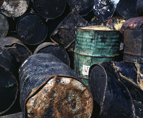 old rusty barrels