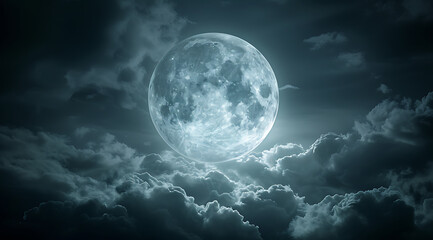 Naklejka na ściany i meble full moon over dark clouds wallpaper in