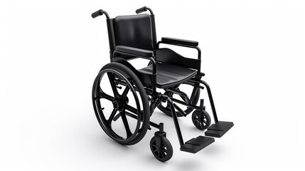 Modern Black Wheelchair Isolated on a White Background: An Emblem of Mobility and Independence