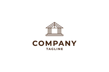 building pillar column icon line art style vector logo design template