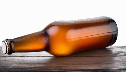 brown bottle of beer on white clipping path