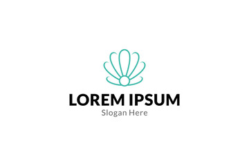 seashell with pearl outline icon logo design