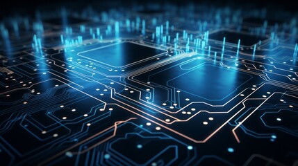 Futuristic circuit board abstract: high-tech technology concept illustration