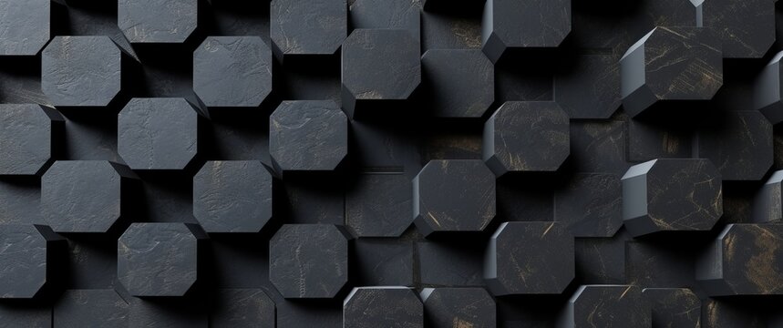 Black Hexagon Cube Pattern Wallpaper - Geometric Precision and Unique Layout for Modern Design Aesthetics