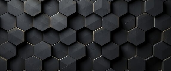 Modernize Your Space with Black Hexagon Cube Pattern Wallpaper: Geometric Elegance and Contemporary Design at its Finest