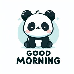 Drawing of a cute panda with good morning written below