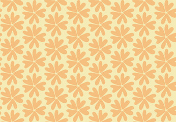 Floral seamless Pattern. Orange abstract Flowers on yellow. Spring summer cute simple flower background. Ornament for wallpaper, cover, fabric print