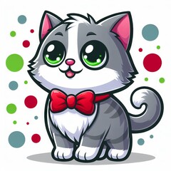 Colorful cartoon of cute kitten