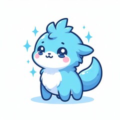 Illustration of a cute blue fantasy animal on white background