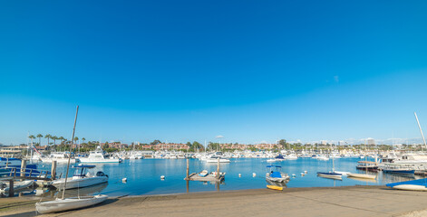 Fototapeta na wymiar Boats in Balboa island on a sunny day