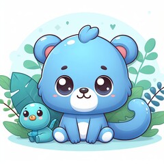 Illustration of a blue baby bear