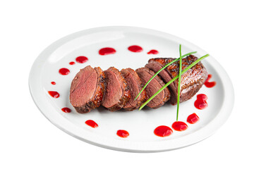 duck breast meat fried tasty fresh  eating cooking appetizer meal food snack on the table copy space food background rustic top view