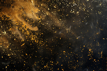 gold particles on a black background with gold partic