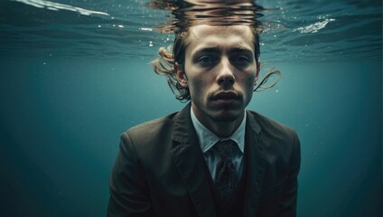 Oceanic Contemplation: The Man Immersed in Water