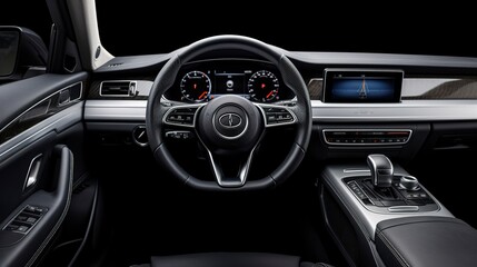 Fototapeta na wymiar A photo of a Car Steering Wheel and Dashboard